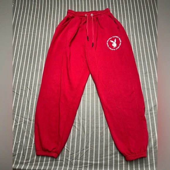 Playboy Track and Field graphic sweatpants Red Women's Size 4 - Picture 1 of 6